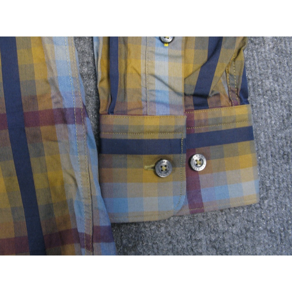 Robert Talbott Classic Men Medium Yellow Blue Pla… - image 6